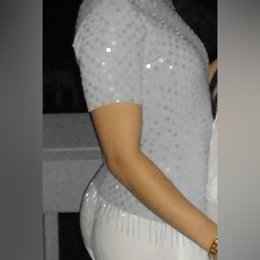Chetta B Evening Light Blue Sequin Top
